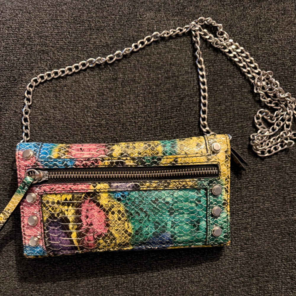 Multicolor Snakeskin Chain Wallet